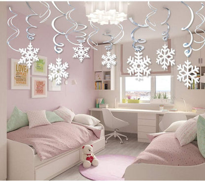 Omgouue Christmas Snowflake Hanging Swirl Decorations - 42Ct Frozen Winter Wonderland Party Supplies