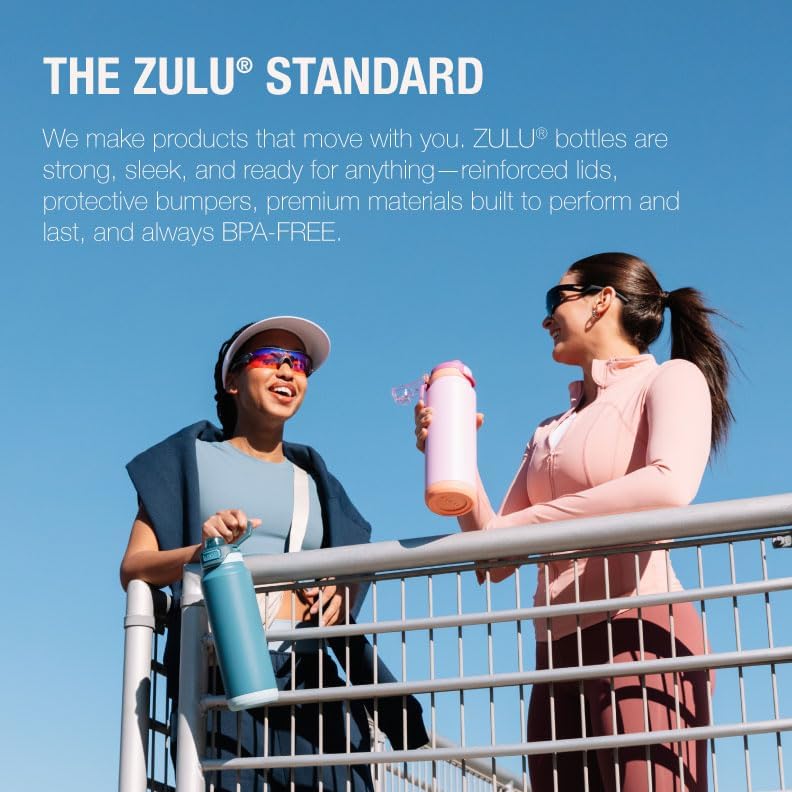 ZULU Powerfill Pro 32oz Stainless Steel Water Bottle - Quick Fill Lid, Triple Walled Insulation, Leak Proof, Black