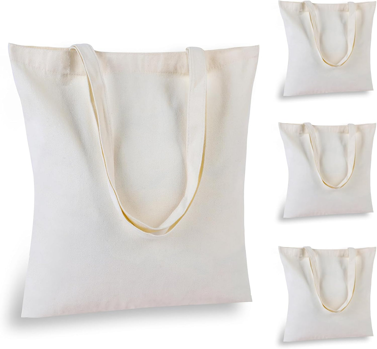 Skiennix 18 Pcs Canvas Tote Bags - Eco-Friendly, Reusable Natural Color | 15 x 16 Inch for Grocery & DIY Gifts