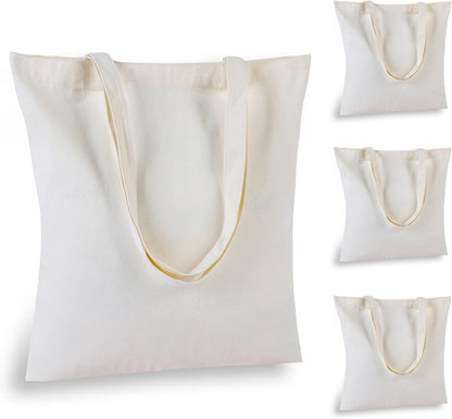 Skiennix 18 Pcs Canvas Tote Bags - Eco-Friendly, Reusable Natural Color | 15 x 16 Inch for Grocery & DIY Gifts