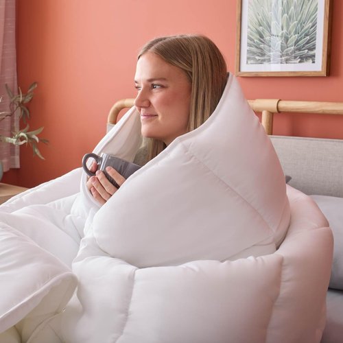 Linenspa White Down Alternative Comforter - All-Season Queen Size Duvet Insert with Box Stitch & 8 Loops