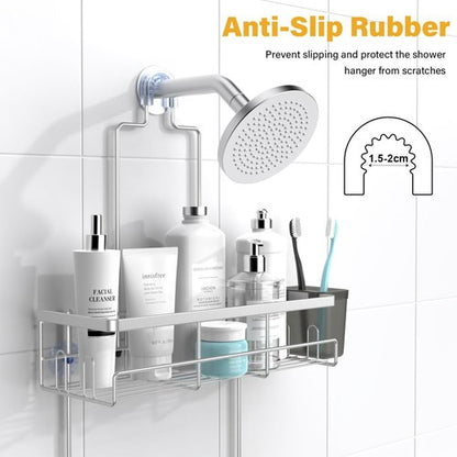 AKTECKE Shower Caddy - Rustproof Hanging Bathroom Organizer | No-Drill Shelf for Shampoo & Soap - Chrome Finish