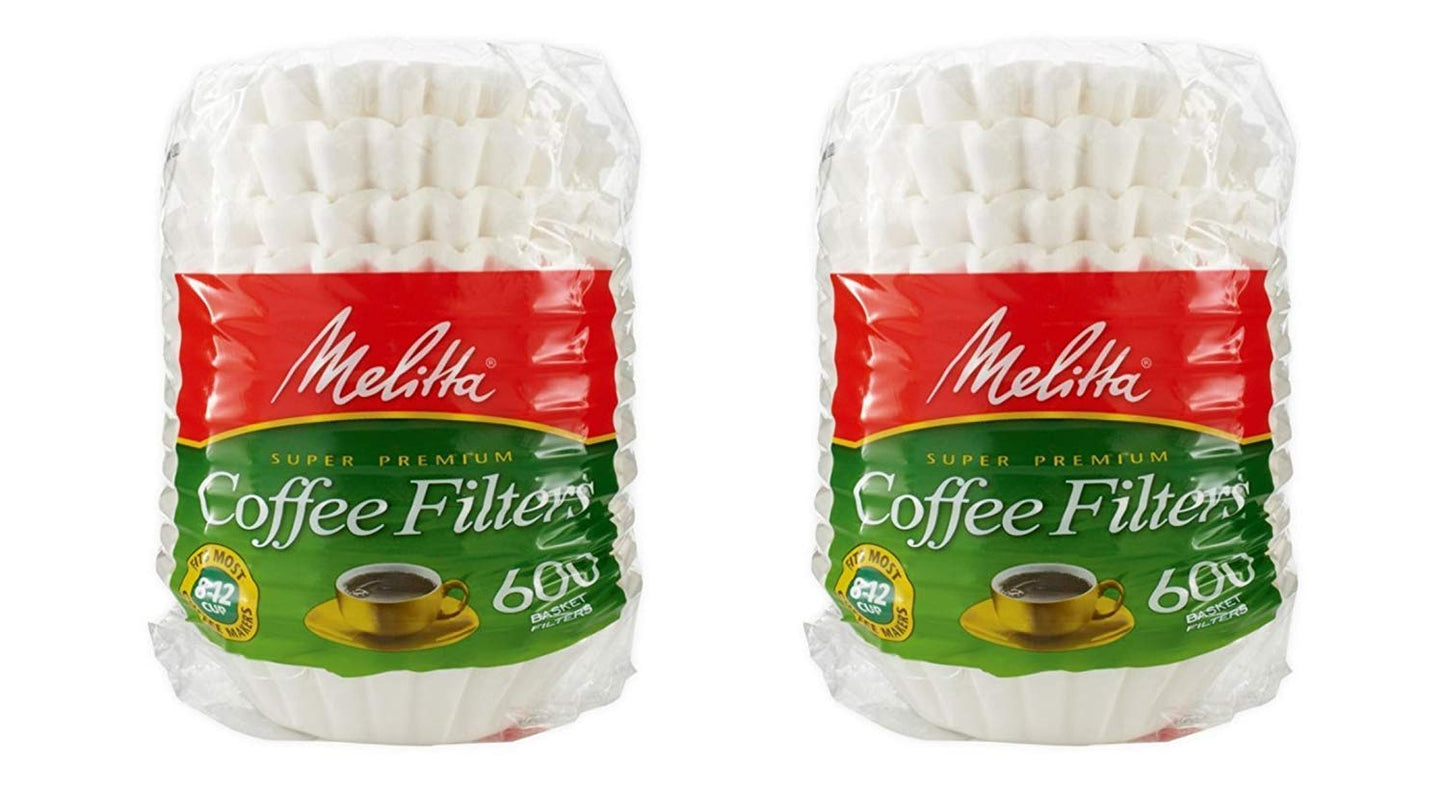 Melitta 600 Coffee, Basket, Pack of 1200, 1200 Filters, White