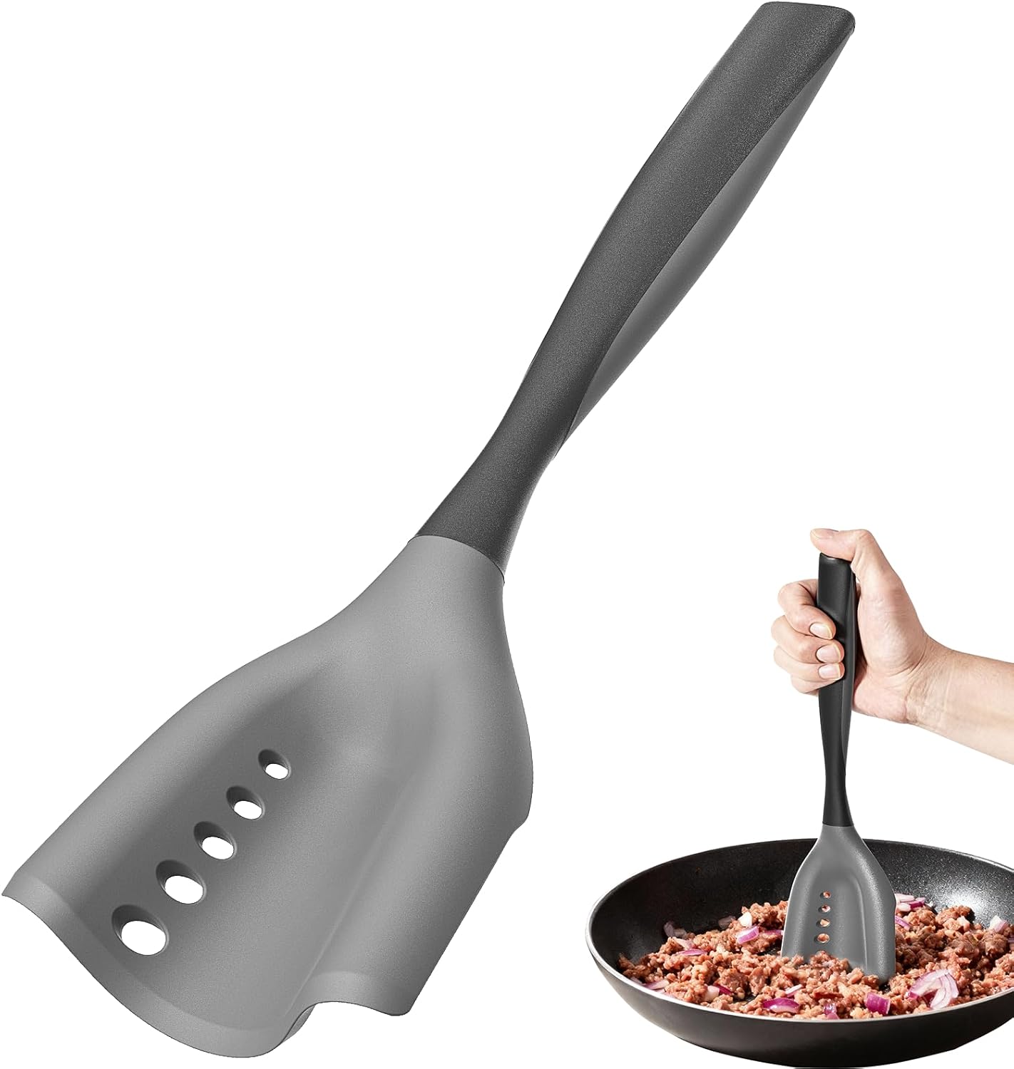 Mincing Spatula | Premium Heat Resistant Meat Chopper & Hamburger Grinder - Black