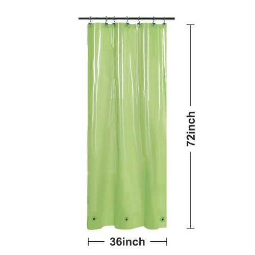 Barossa Design Clear Green Stall Shower Curtain Liner 36" W x 72" H - Waterproof PEVA Plastic Lightweight Shower Liner for Small Bathroom, 3 Magnets & Metal Grommets - Clear Green