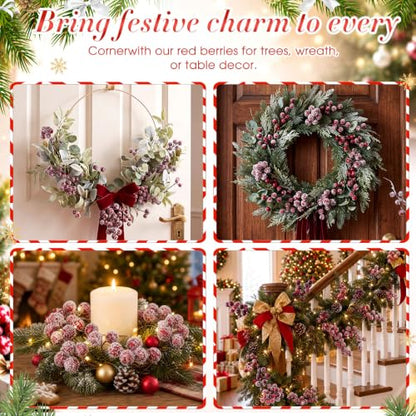 Artificial Holly Berries - Mini Burgundy Snowberry for Christmas Decor, 500 Pcs