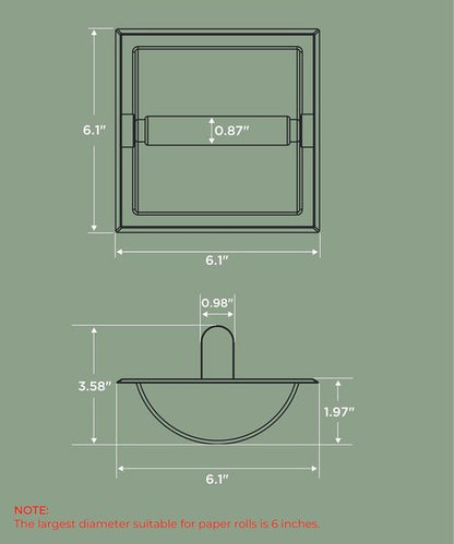 FORIOUS Stainless Steel Recessed Toilet Paper Holder - Space-Saving Wall Mount Design, Matte Black