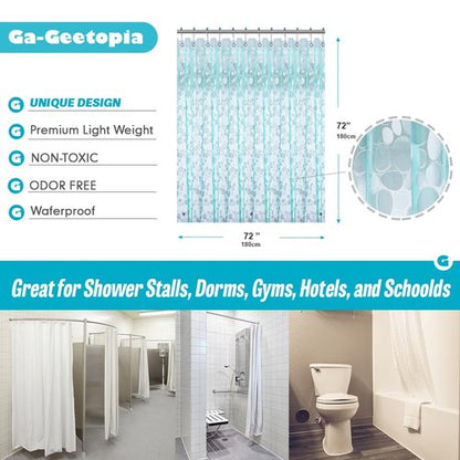 Ga-Geetopia EVA Teal Thin Shower Curtain Liner, Pebble Pattern 72x72 Inch Lightweight Plastic Bathroom Shower Showroom Inner Curtain with Rustproof Metal Grommets and Weighted Magnets(NO Hooks)