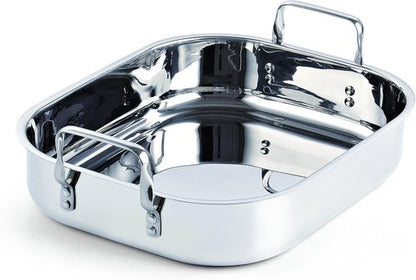 Cooks Standard Stainless Steel Roaster Pan - V-Shaped Rack, 15" x 12" for Perfect Turkey Roasting
