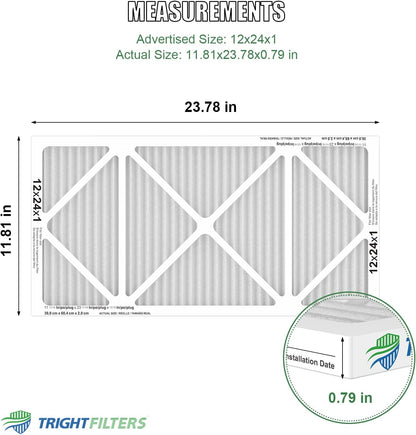 TRIGHTFILTERS 12x24x1 Air Filter - MERV 8 Pleated Dust Defense | 4-Pack Replacement for HVAC & AC Systems
