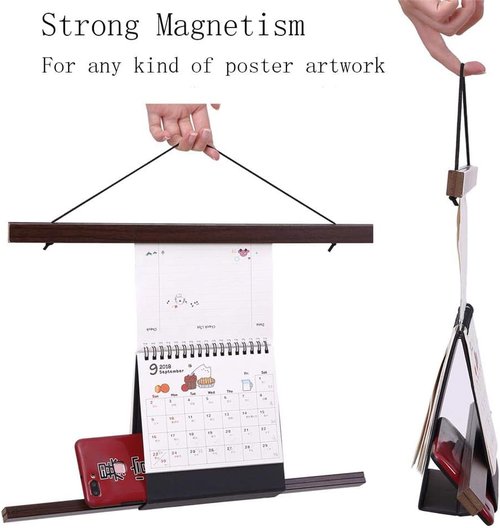 Benjia Magnetic Wooden Poster Frame - Light Wood Hanger for Photos & Art Prints | 25" Walnut Finish