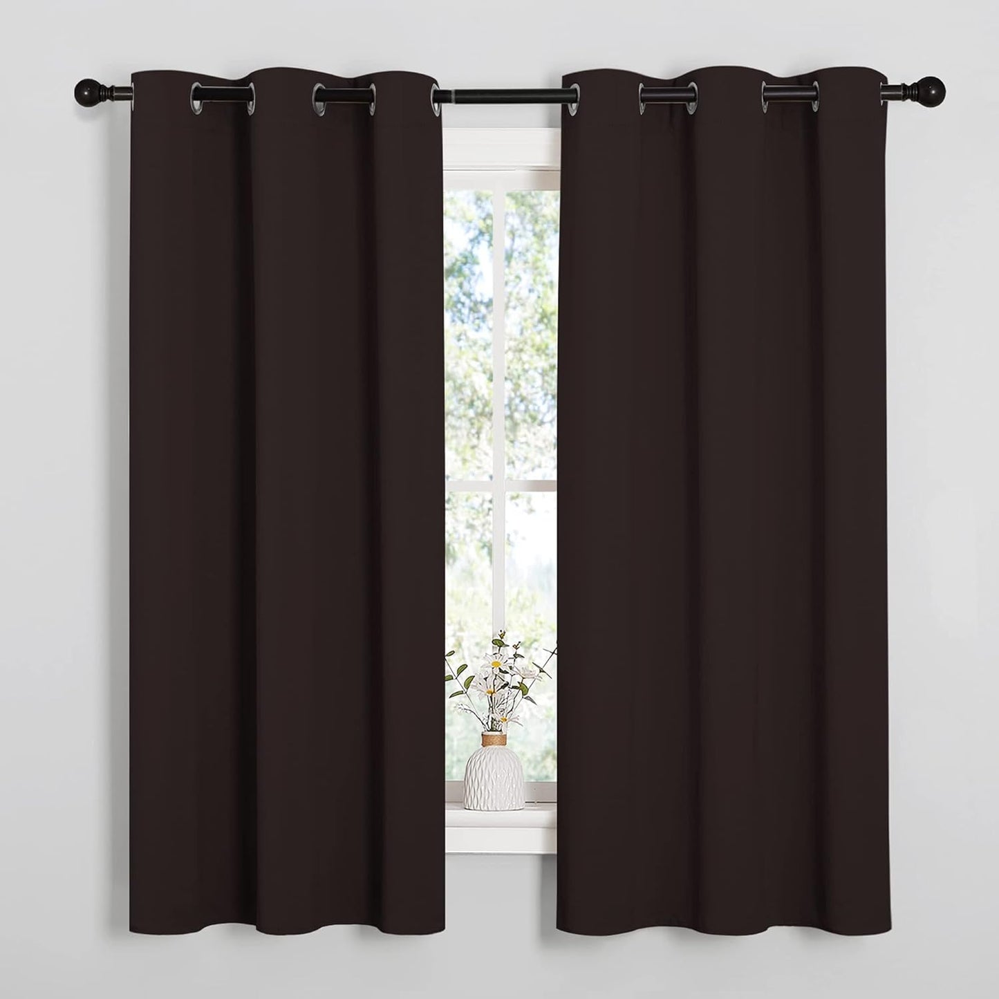 NICETOWN Blackout Curtains - Triple Weave Thermal Insulated Grommet Panels | 42"x63", Toffee Brown