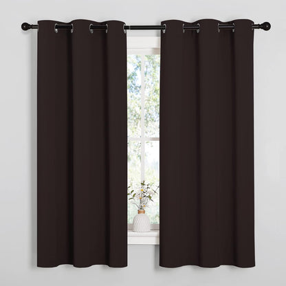 NICETOWN Blackout Curtains - Triple Weave Thermal Insulated Grommet Panels | 42"x63", Toffee Brown