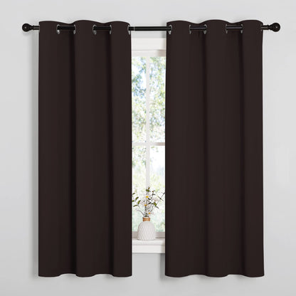 NICETOWN Blackout Curtain Panels for Bedroom Window, Triple Weave Microfiber Energy Saving Thermal Insulated Solid Grommet Blackout Draperies and Drapes (1 Pair, 34 inches by 63 Inch, Toffee Brown)
