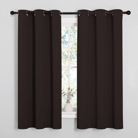 NICETOWN Blackout Curtain Panels for Bedroom Window, Triple Weave Microfiber Energy Saving Thermal Insulated Solid Grommet Blackout Draperies and Drapes (1 Pair, 34 inches by 63 Inch, Toffee Brown)