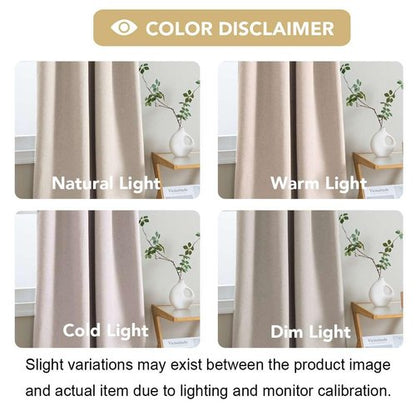 H.VERSAILTEX Linen Look 100% Blackout Curtains 84 Inches Long for Bedroom Full Light Blocking Rod Pocket Linen Textured Thick Window Curtain Drapes with White Backing, Natural, 2 Panels