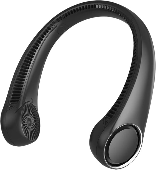 Skiennix Portable Neck Fan - Hands-Free Bladeless Design | 360° Cooling, USB Rechargeable, 4000mAh Battery, Black