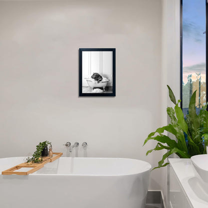 Skiennix Framed Bathroom Decor - Cute Black and White Hippo in Bathtub Canvas Print | Wall Art for Home
