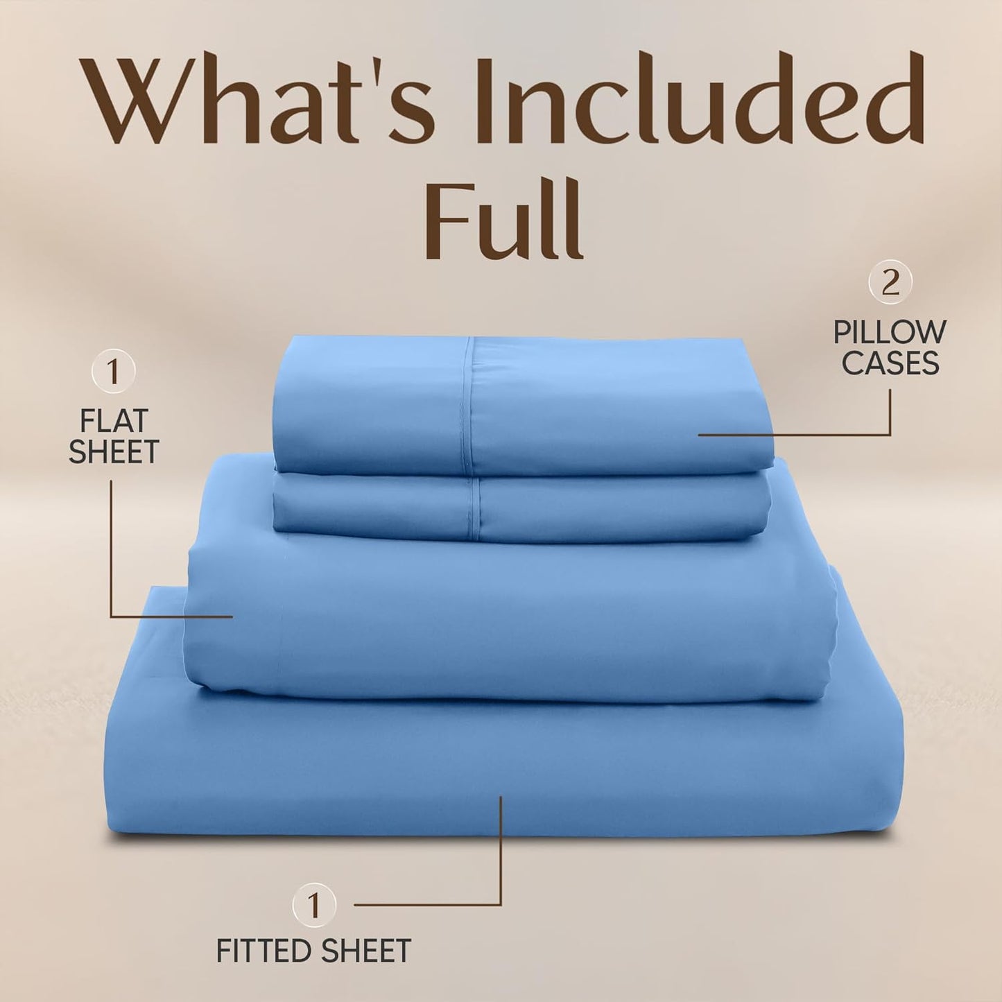 Utopia Bedding Full Size Sheet Set - Soft & Breathable Microfiber, 4-Piece in Dutch Blue