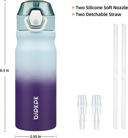 BJPKPK 18oz Insulated Water Bottle - Stainless Steel, BPA-Free, Leak-Proof, Ocean Dream Color