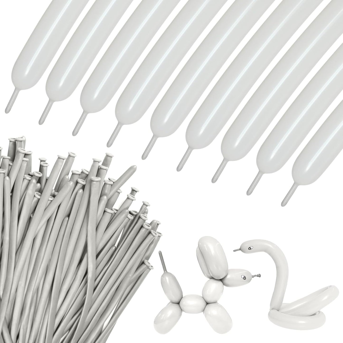 Skiennix 100Pcs Sand White 260Q Balloons - Thick Latex Twisting Balloons for Animal Models & Events