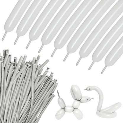 Skiennix 100Pcs Sand White 260Q Balloons - Thick Latex Twisting Balloons for Animal Models & Events