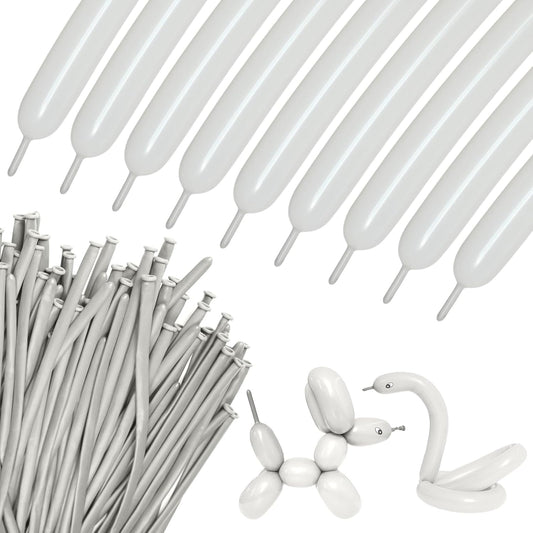 Skiennix 100Pcs Sand White 260Q Balloons - Thick Latex Twisting Balloons for Animal Models & Events