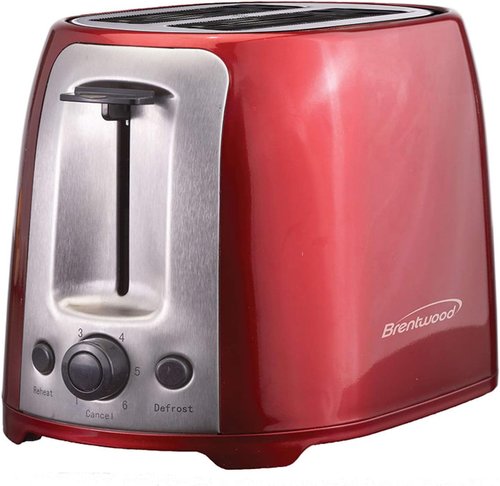 Brentwood TS-292R Cool Touch 2-Slice Toaster - Extra Wide Slots | Stylish Red Finish