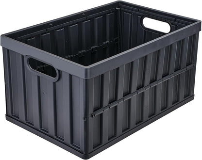 VEVOR 65L Collapsible Storage Bins - Stackable Utility Crates with Lids for Organizing Tools, Food & More