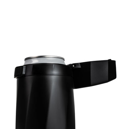 Skinny Can Coozie with locking-lid, Flip and Sip - Spill Proof and keeps beverages colder, longer (Black)