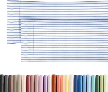 Skiennix Body Pillowcases Set of 2 | Soft, Wrinkle-Free 20x54 Pillow Covers for Side Sleepers - Blue Stripes