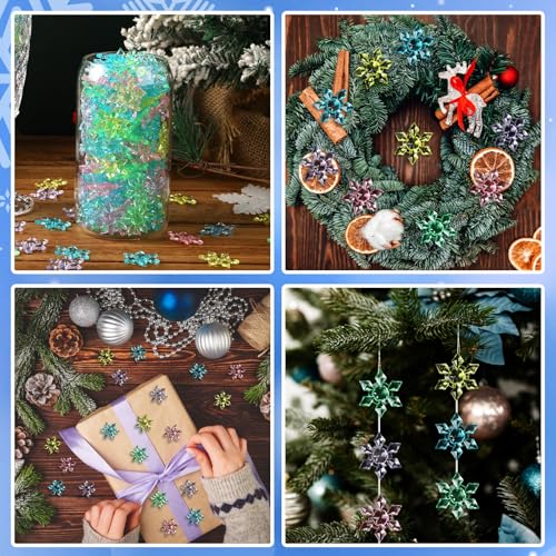 Multicolor Snowflake Vase Filler Crystals - 240pcs Acrylic Christmas Decorations