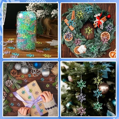 Multicolor Snowflake Vase Filler Crystals - 240pcs Acrylic Christmas Decorations