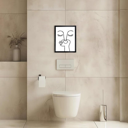 TWNSLLA Bathroom Wall Art - Funny Black and White Decor for Guest Toilets | 8"x10" Framed Print