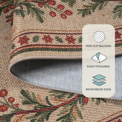 Lahome Christmas Runner Rug 2x6 ft Non Slip Holiday Hallway Kitchen Decor - Christmas Vines