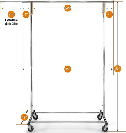 HOME IT Clothes Rack - Heavy Duty Adjustable Chrome Garment Rack | 200 LBS Capacity, Collapsible Design