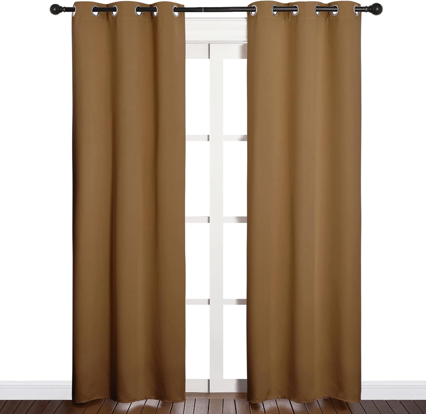 NICETOWN Blackout Curtains - Noise Reducing & Draft Blocking | 84-Inch Length, 2 Panels in Gold Brown
