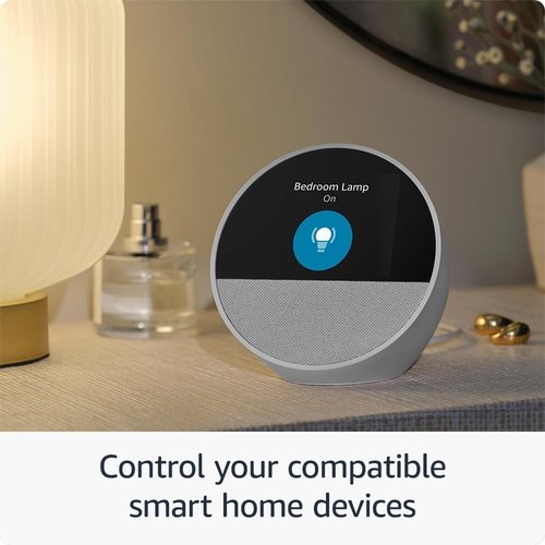 Echo Spot (newest model), Ocean Blue, bundle with Alexa Emergency Assist (monthly auto-renewal subscription)