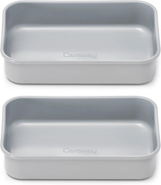 Caraway Nonstick Baking Pan Duo | 9” x 6.5” Deep Ceramic Casserole Dish - Non-Toxic, PTFE & PFOA Free - Gray