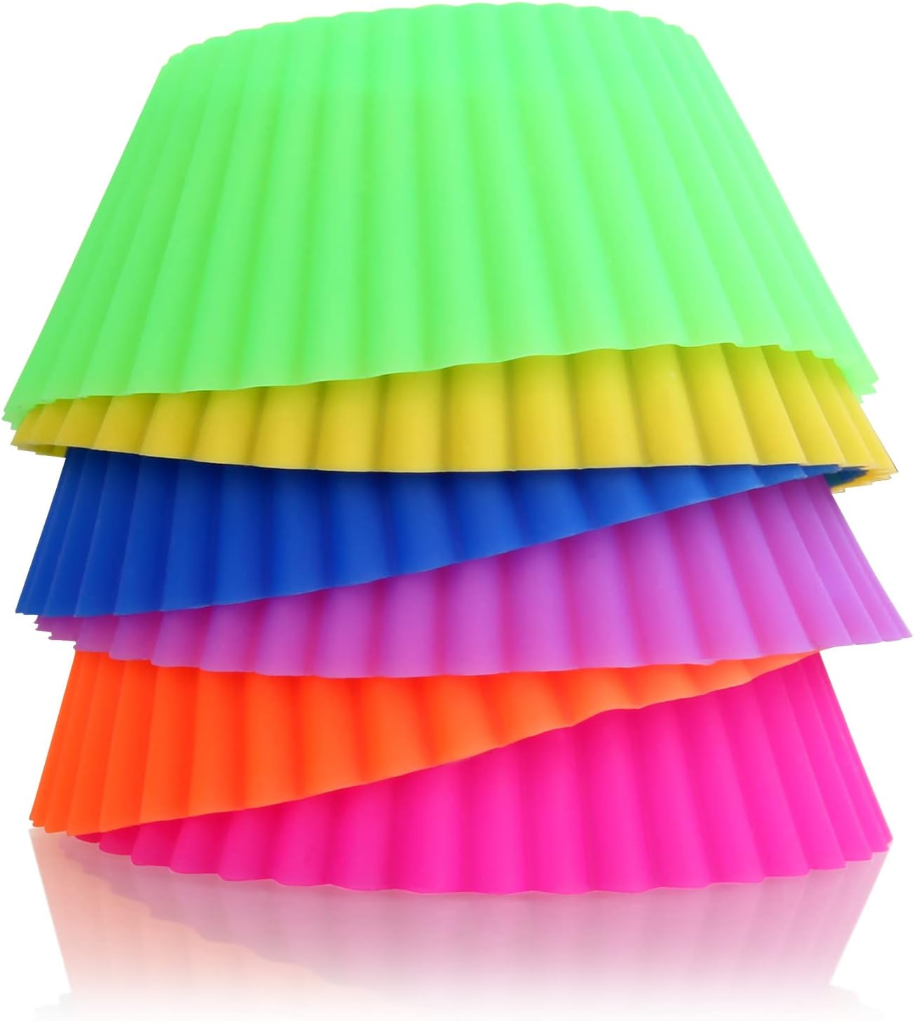 New Star Foodservice Reusable Silicone Baking Cups - 24 Pack Cupcake Liners for Easy Baking