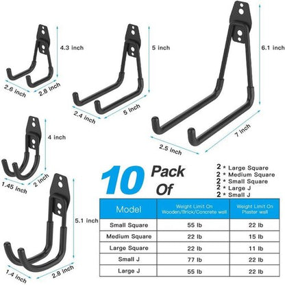 Garage Hooks by [Brand Name] - 12 Pack Heavy Duty Wall Storage Hangers for Bikes, Ladders & Tools