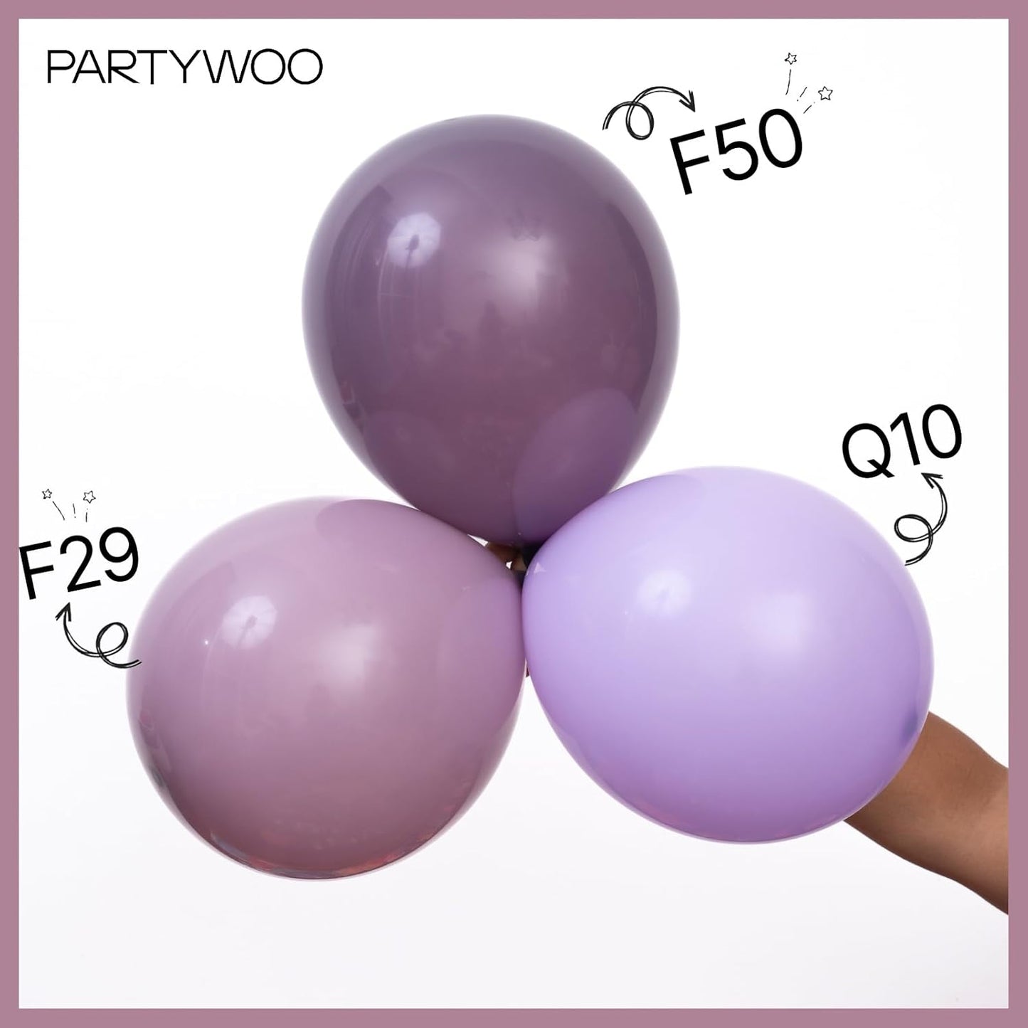 PartyWoo Dusty Purple Balloons - 140-Piece Lavender Boho Balloon Arch Kit | 12", 10", 5" Sizes for Baby Showers & Birthdays