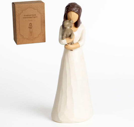 Skiennix Dog Memorial Gifts - Hand-Painted Resin Figurine of Girl Hugging Dog | Thoughtful Friendship Decor
