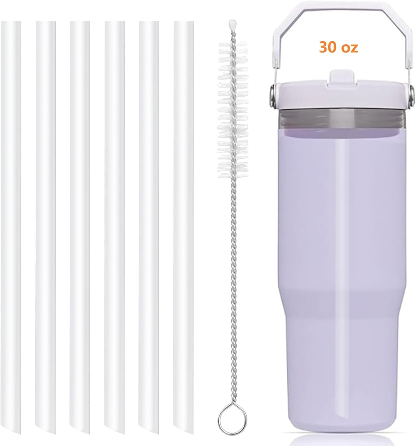 Stanley Replacement Straws - Compatible with IceFlow Flip Straw Tumblers 30 oz & 64 oz | 6 Straws & Cleaning Brush Included