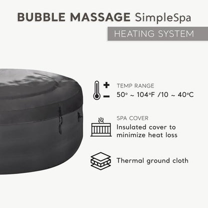 INTEX SimpleSpa 4 Person Round Inflatable Hot Tub, Bubble Massage Spa Set with Insulated Cover, Thermal Ground Cloth, & Chemical Dispenser, 77 in x 26 in