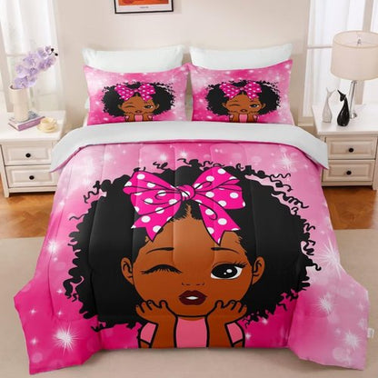 GRAT TIOC Black Girl Comforter Set Twin for Kids,Black Girl Magic Bedding Set,African American Inspirational Quotes Comforter,Little Princess Bed Bedroom Set
