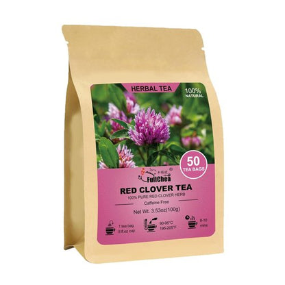 Fullchea Red Clover Tea Bags - 50 Non-GMO Teabags | Caffeine-Free Herbal Blend Rich in Antioxidants