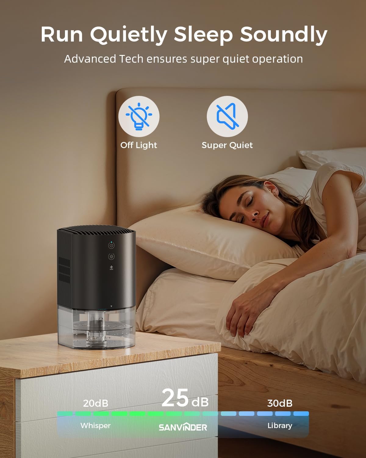 Skiennix Portable Dehumidifier - Ultra Quiet, Energy Saving with Auto Shut Off & Colorful Light | 35 OZ for Home, RV, Office