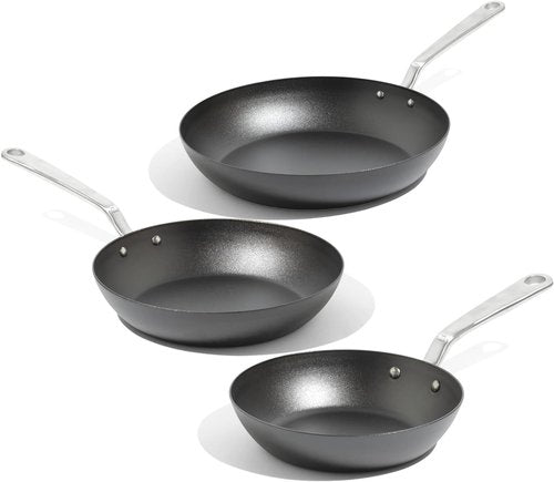 Made In Cookware - 3 Piece Seasoned Blue Carbon Steel Frying Pan Set | Induction Compatible | Professional Quality