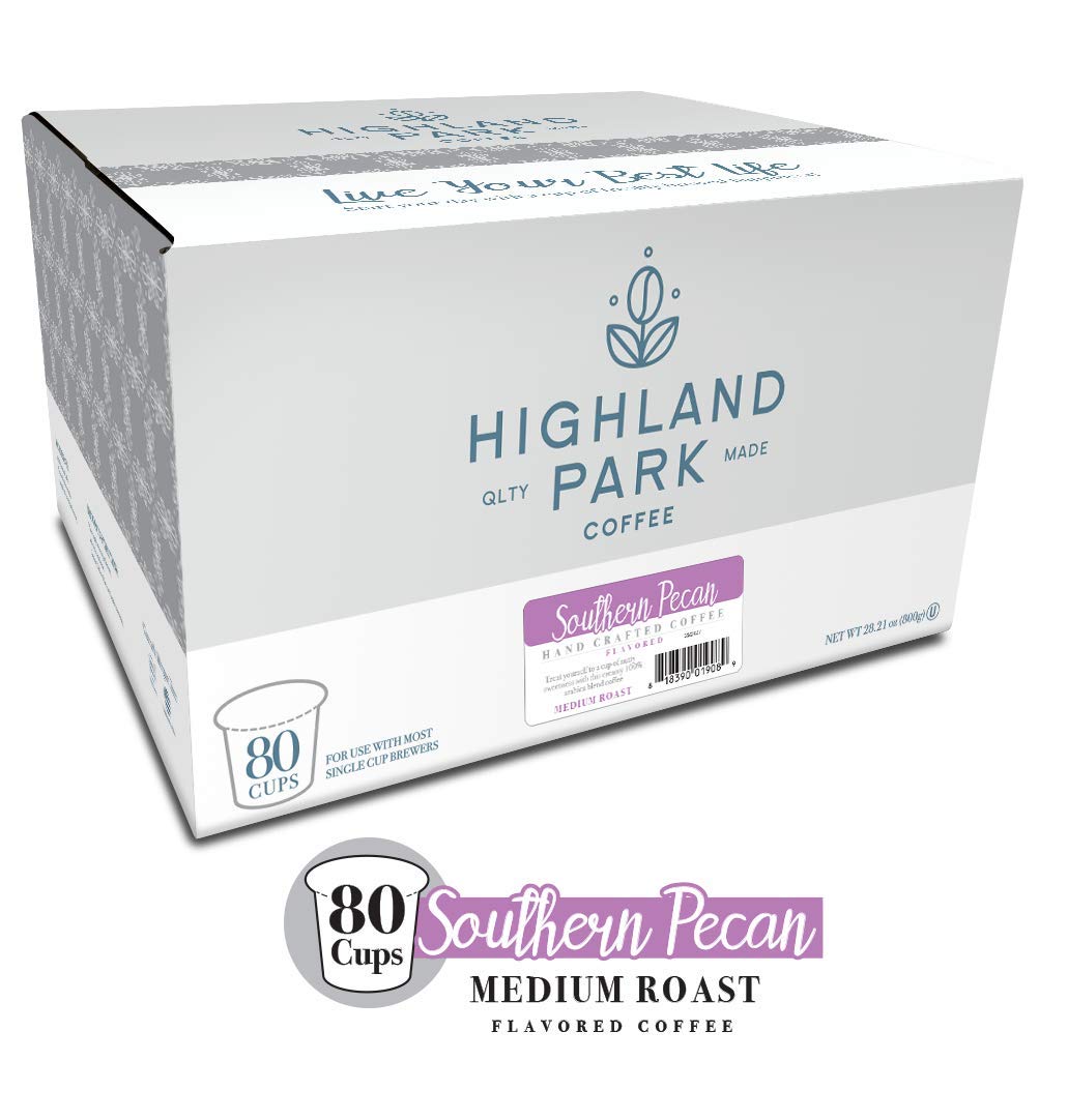 Highland Park Coffee Single Serve Pods Compatible with Keurig K Cup Brewers, Southern Pecan, 80 Count